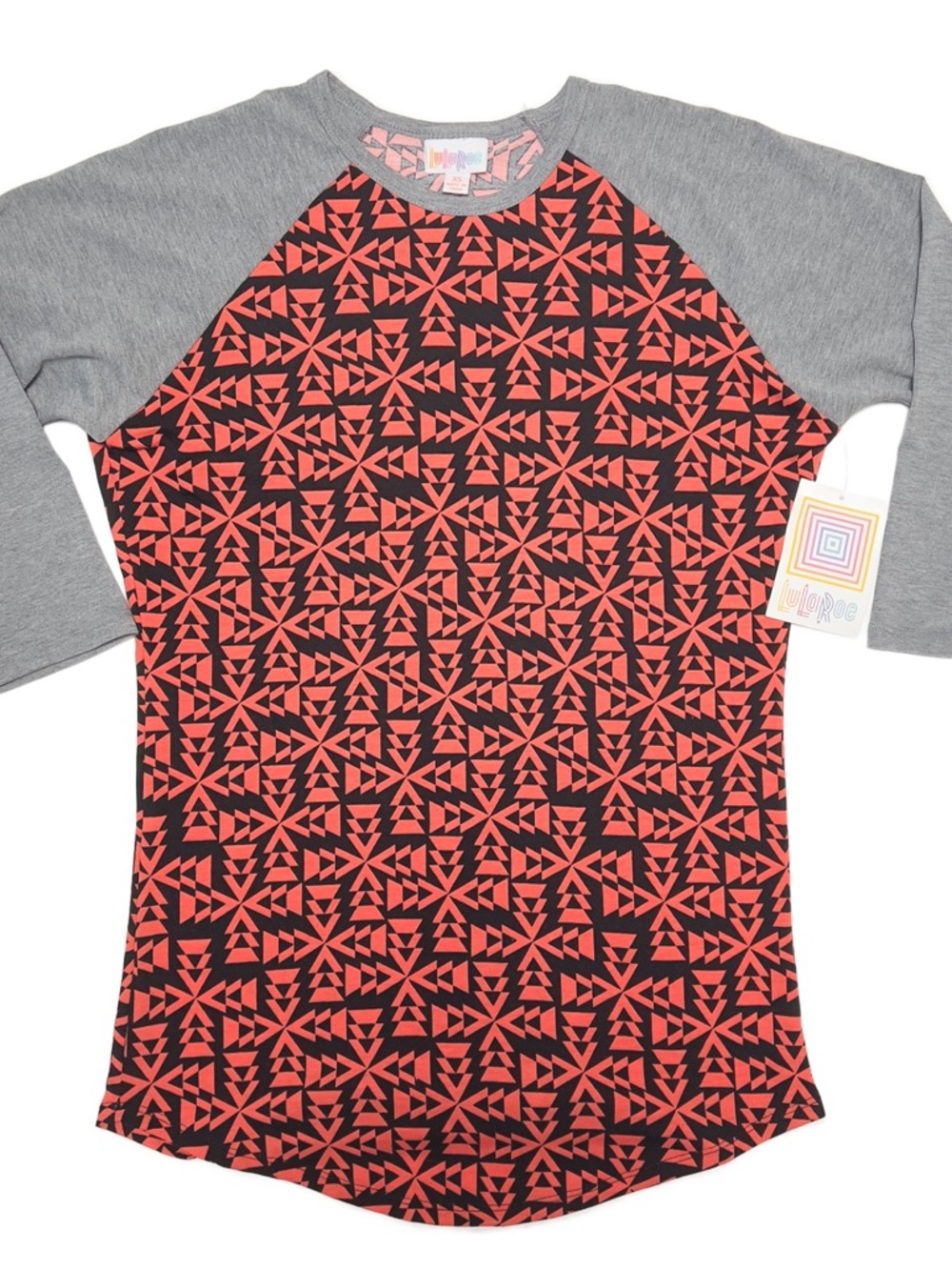 LuLaRoe Geometric Raglan Tee NWT XS